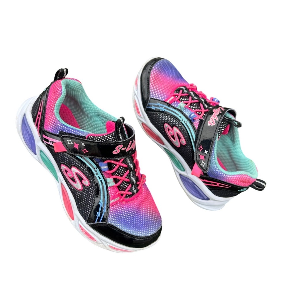Skechers‎ Girls Shimmer Beams Lighted Athletic Sneakers Size 13 Black Pink Shoes